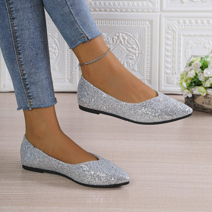 Damen Glitzernde Ballerinas mit spitzem Zehenbereich Drune