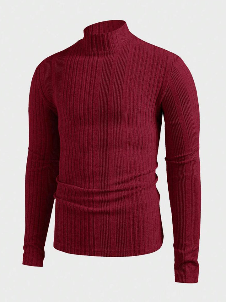 Herren Strickpullover mit hohem Kragen und Rippstruktur Drune