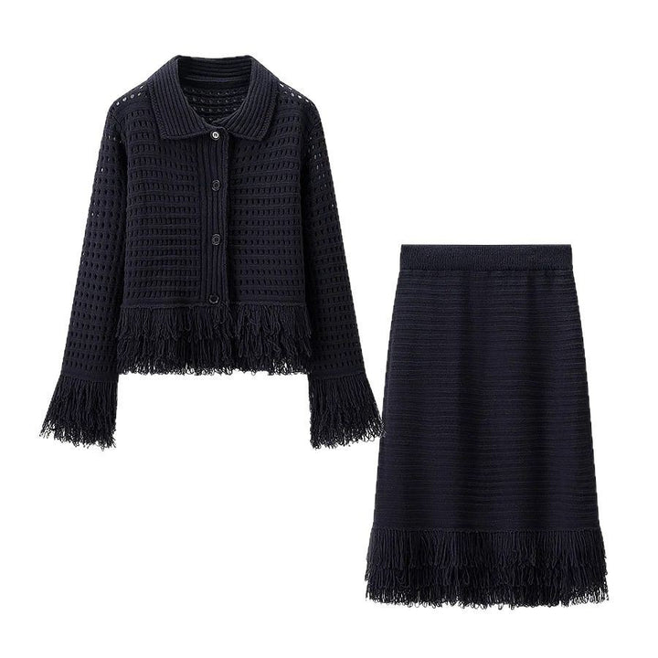 Damen Midirock mit fransiertem Saum und strukturiertem Design Drune