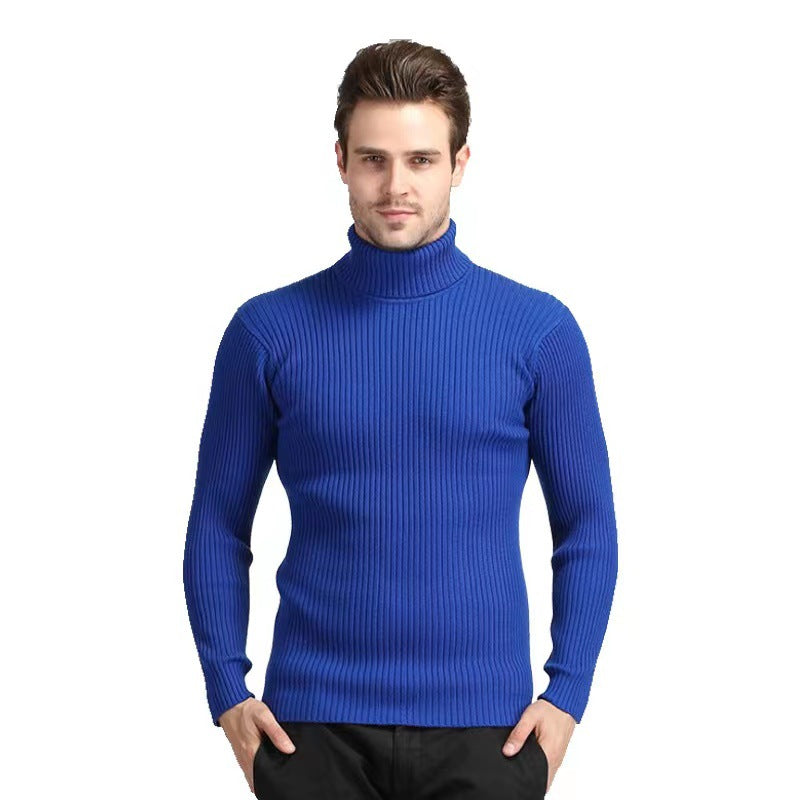 Herren nan Rippstrick Rollkragenpullover figurnaher elastischer Feinstrick Drune