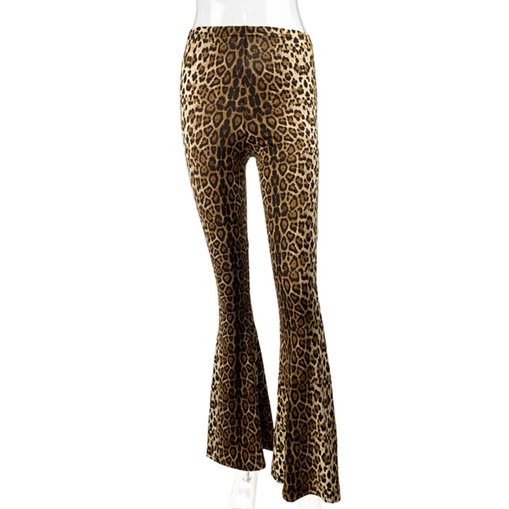 Damen Flared Leggings im animalischen Tigerstrick-Waschung Drune