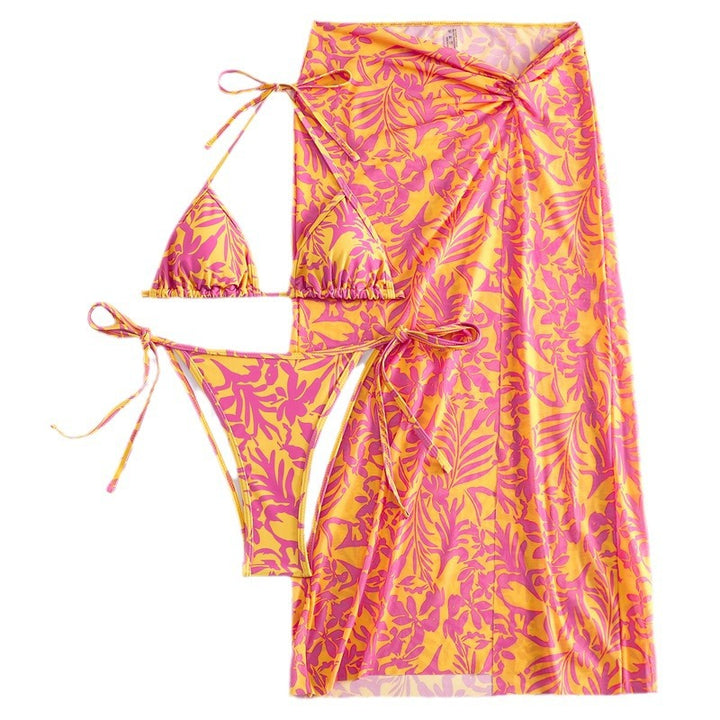 Damen Bikini mit floralem Muster und eleganter Strandumhüllung Drune