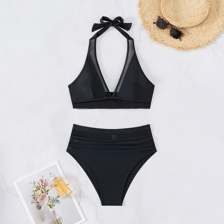 Damen Sportlicher Bikini mit transparenten Einsätzen Drune