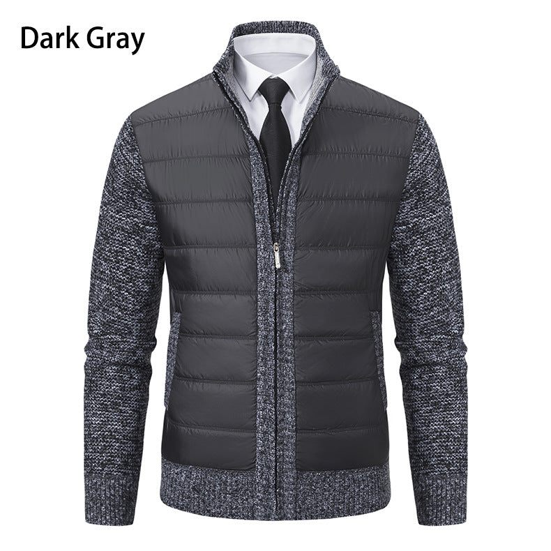 Herren nan gesteppte Hybrid-Strickjacke mit Stehkragen Reißverschluss und Eingrifftaschen Drune