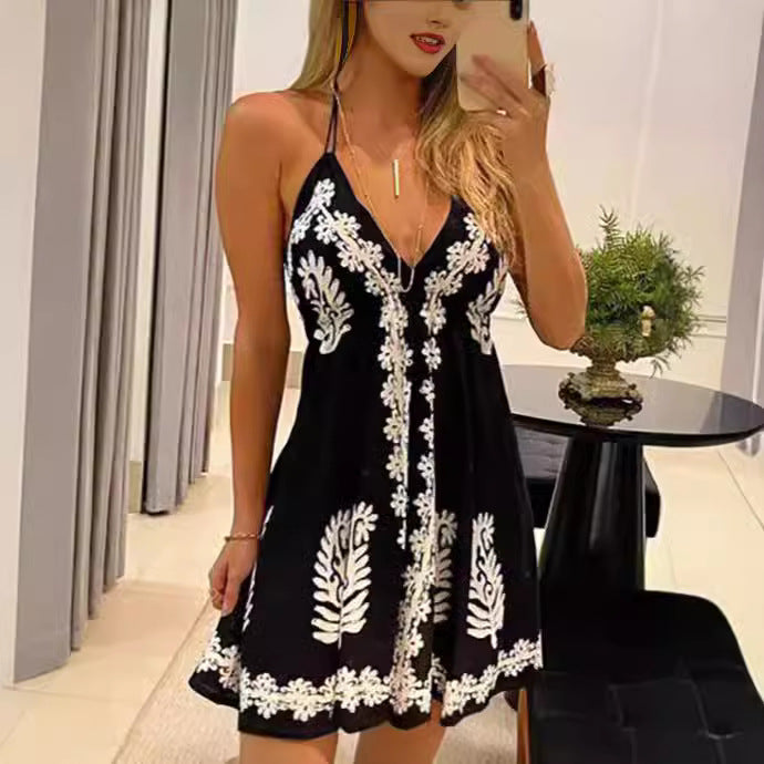 Damen verspieltes Sommerkleid mit elegante Stickereien Drune