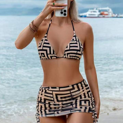 Damen Bikini-Set mit herausnehmbarem Bustier-Oberteil und verstellbarem Wickelrock Drune