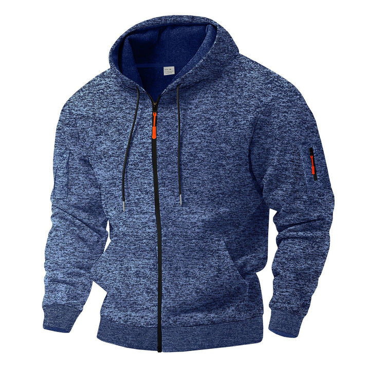 Herren sportlicher Kapuzenpullover mit atmungsaktiver Struktur und farblich abgesetzten Reißverschluss-Details Drune