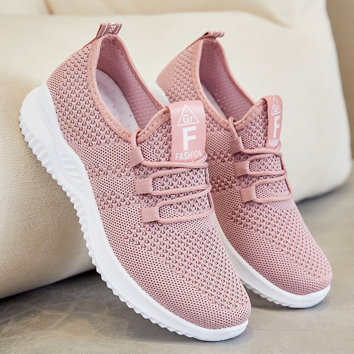 Damen nan ultraleichter 3D-Strick Slip-On Sneaker mit elastischer Schnürung, Zuglasche und dämpfender EVA-Mittelsohle Drune