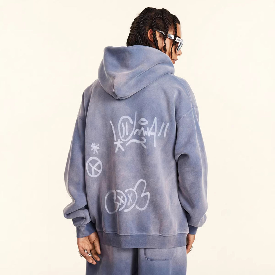 Damen Graffiti-Print Kapuzenjacke Drune