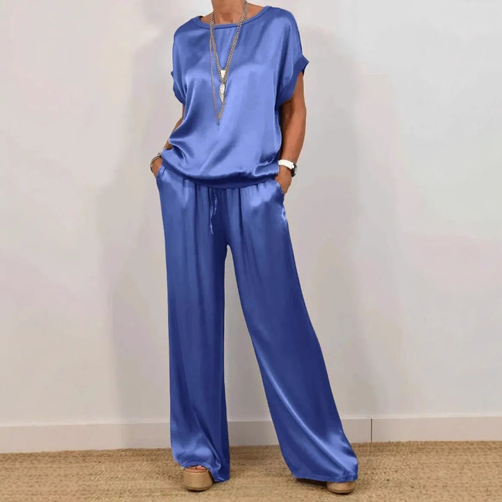 Damen elegantes Lounge-Set mit fließendem Schnitt und elastischem Bund Drune