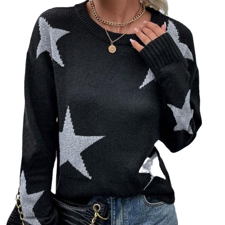 Damen Strickpullover mit auffälligem Sternenmotiv und Rundhalsausschnitt Drune