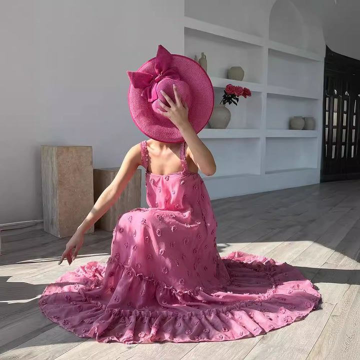 Damen Sommerliches Maxikleid mit floralem Relief und voluminösem Saum Drune