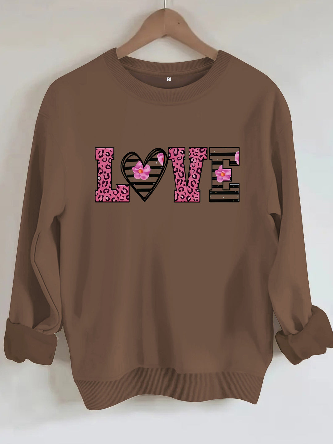 Damen Sweatshirt mit modernem Leopardenherz-Design und komfortablem Schnitt Drune
