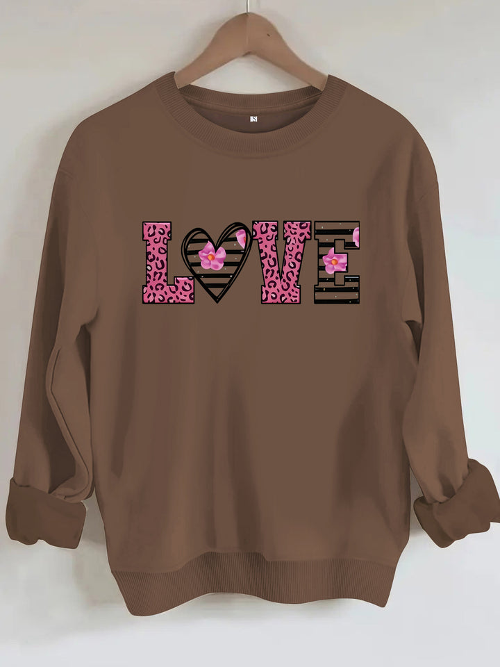 Damen Sweatshirt mit modernem Leopardenherz-Design und komfortablem Schnitt Drune