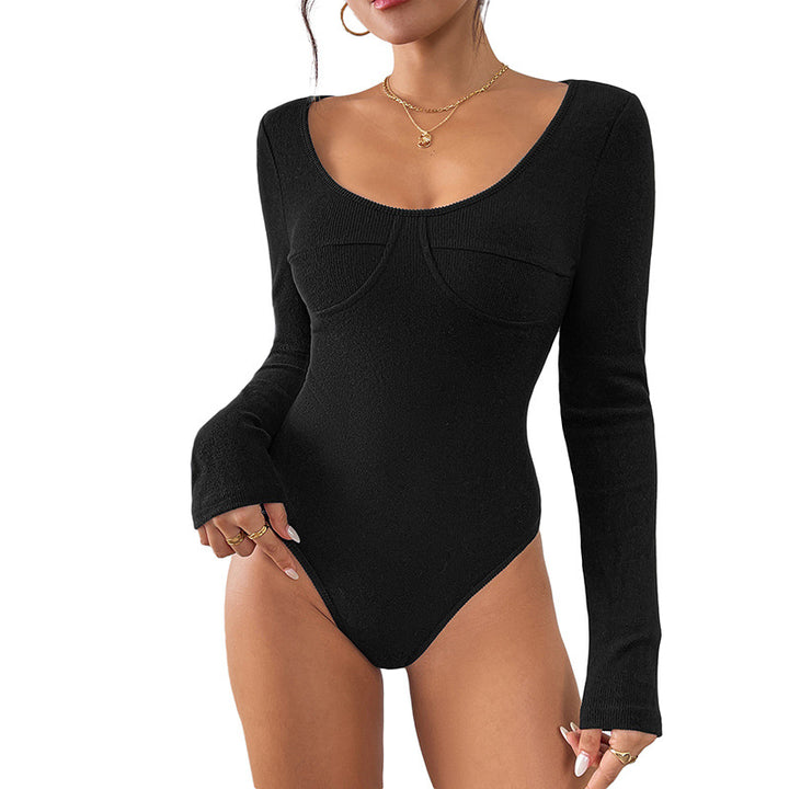 Damen Körperanzug mit langem Arm und elegantem Ausschnitt Drune