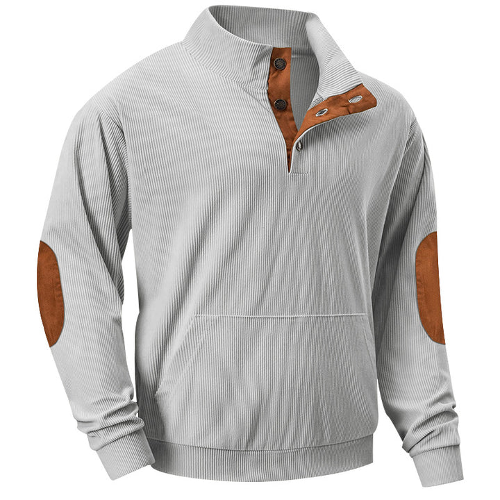 Herren bequemer Pullover mit Stehkragen und Knopfleiste Drune
