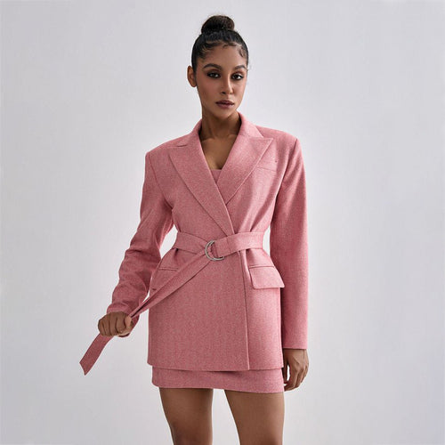 Damen Blazer-Kleid Set mit figurbetontem Oberteil und elegantem Schnitt Drune