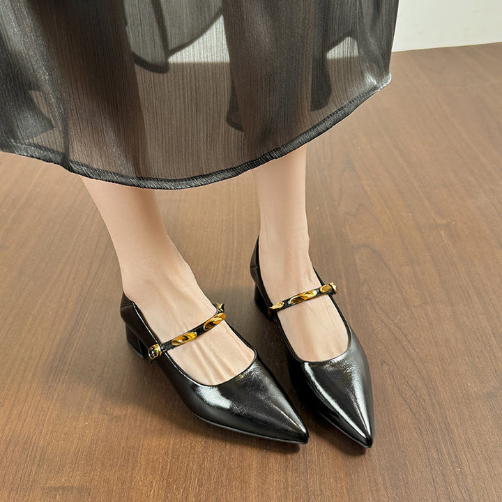 Damen Elegante Pumps mit modischem Riemen und komfortablem Blockabsatz Drune