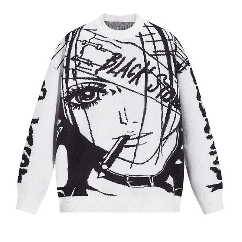 Damen Künstlerische Grafik Strickpullover Drune