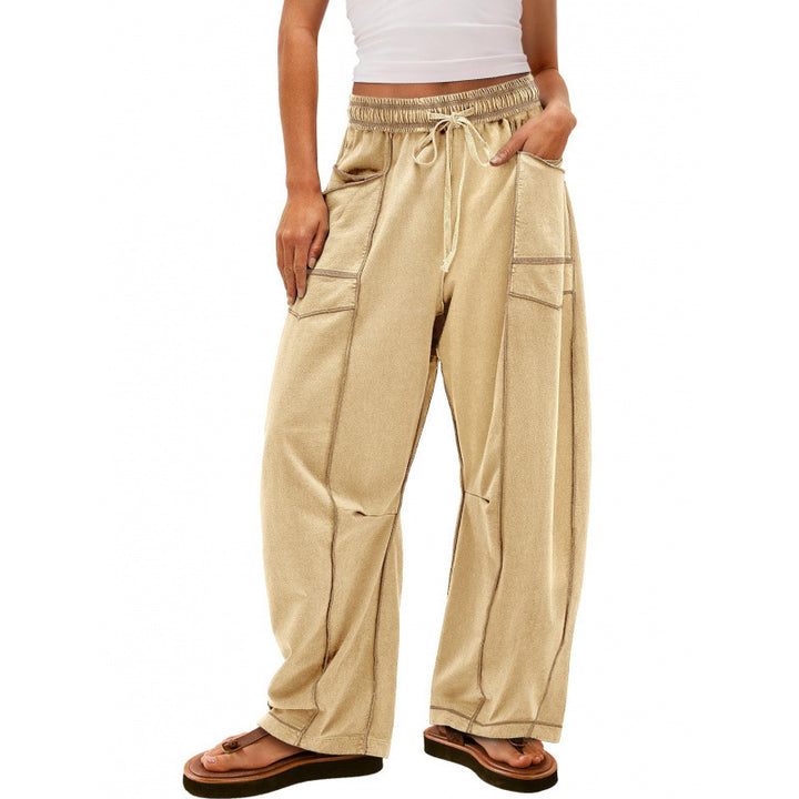 Damen weite Freizeithose mit praktischen Seitentaschen und elastischem Bund Drune