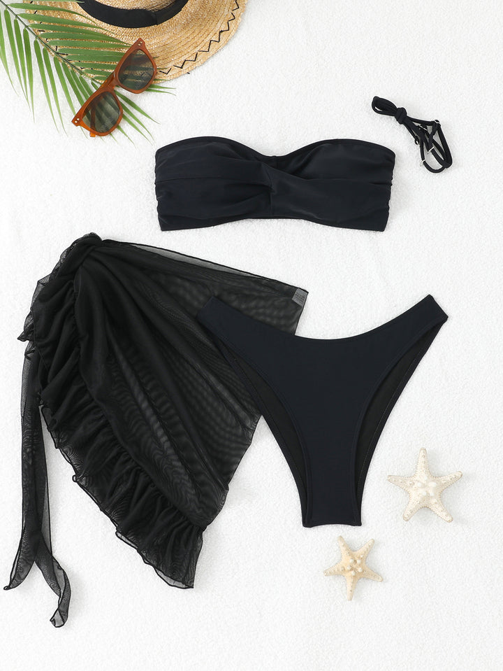 Damen Bandeau-Bikini mit eleganter Wickel-Rock Drune