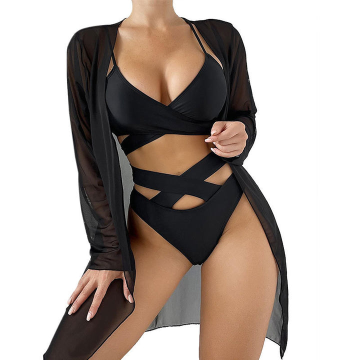 Damen Zweiteiliges Bikini-Set mit innovativem Wickeldesign und raffinierten Bindebändern Drune