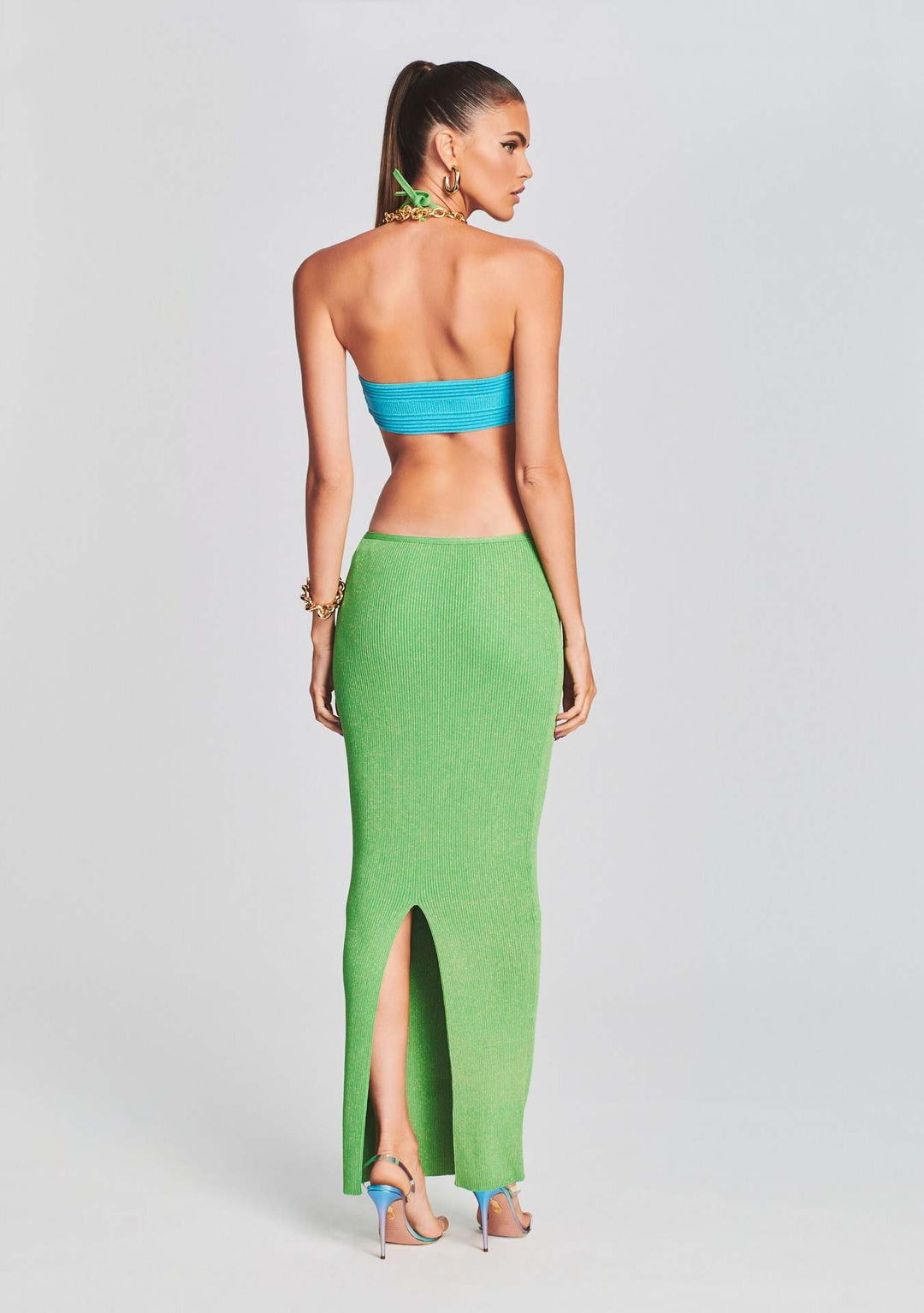 Damen Maxikleid mit kreativem Cut-Out-Design und schulterfreiem Oberteil Drune
