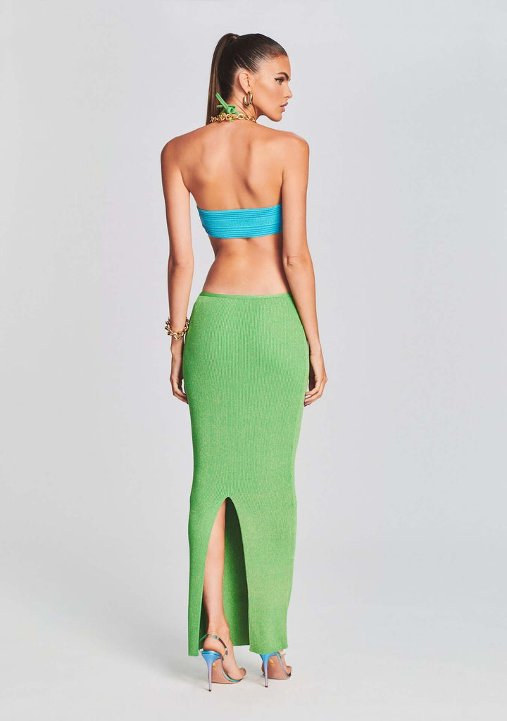 Damen Maxikleid mit kreativem Cut-Out-Design und schulterfreiem Oberteil Drune