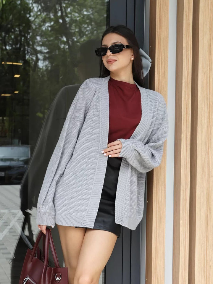 Damen Bouclé Cardigan mit lockerem Schnitt und weichem Material Drune