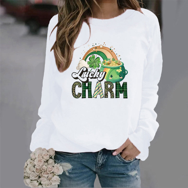 Damen Sweatshirt mit kreativem Glücks-Motiv Drune