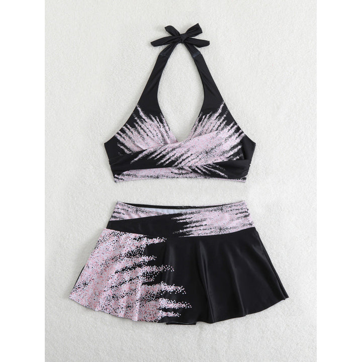 Damen Sport-Bikini-Set mit hochgeschlossenem Oberteil und schwingendem Rock Drune