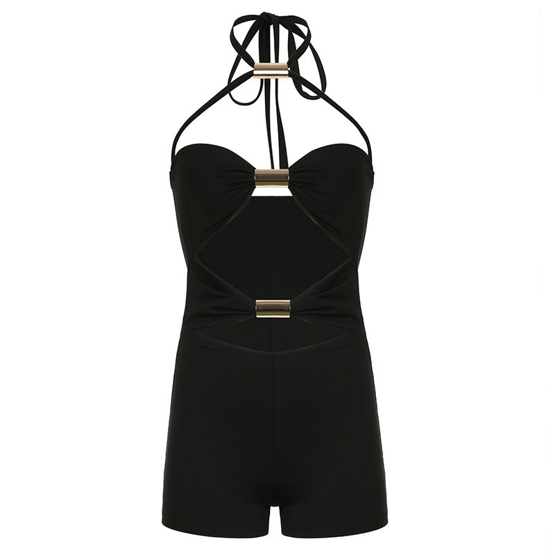 Damen Einteiler mit elegantem Knotendesign und geflochtenen Trägern Drune