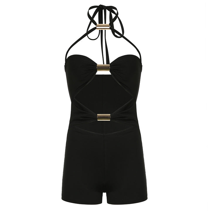 Damen Einteiler mit elegantem Knotendesign und geflochtenen Trägern Drune
