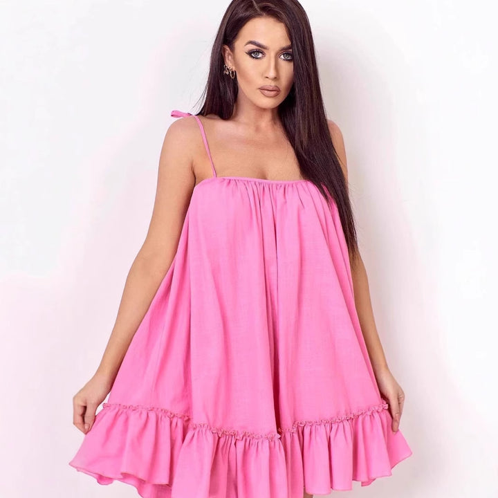 Damen verspieltes Minikleid mit Rüschendetails Drune