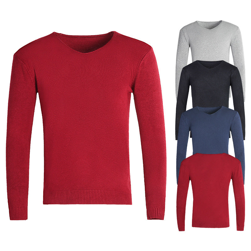 Herren nan feiner V-Ausschnitt-Pullover aus Baumwoll-Merino-Mix mit schmaler Silhouette Drune