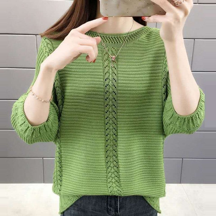 Damen lässiger Strickpullover mit filigranen Details Drune