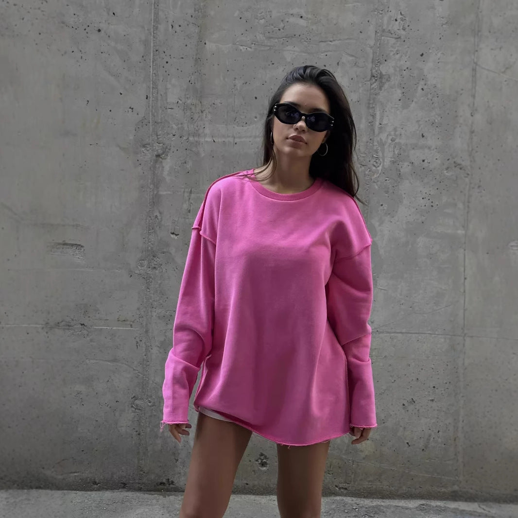 Damen lässiger Oversize-Pullover mit weitem Schnitt und strukturiertem Stoff Drune