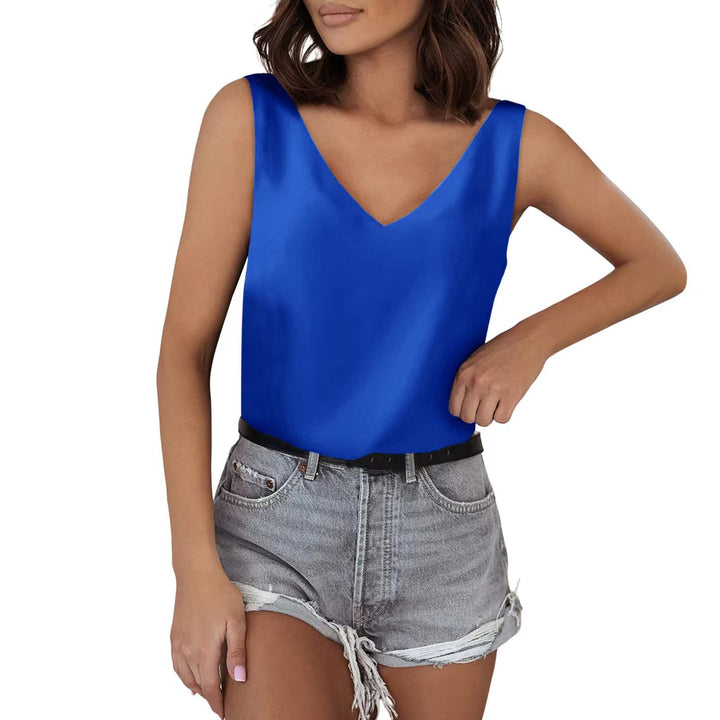 Damen Satin-Top mit tiefem V-Ausschnitt und breiten Trägern Drune