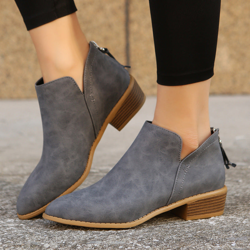 Damen nan spitz zulaufende Schlupf-Ankleboots mit kleinem Blockabsatz und ergonomischem Komfortfußbett Drune