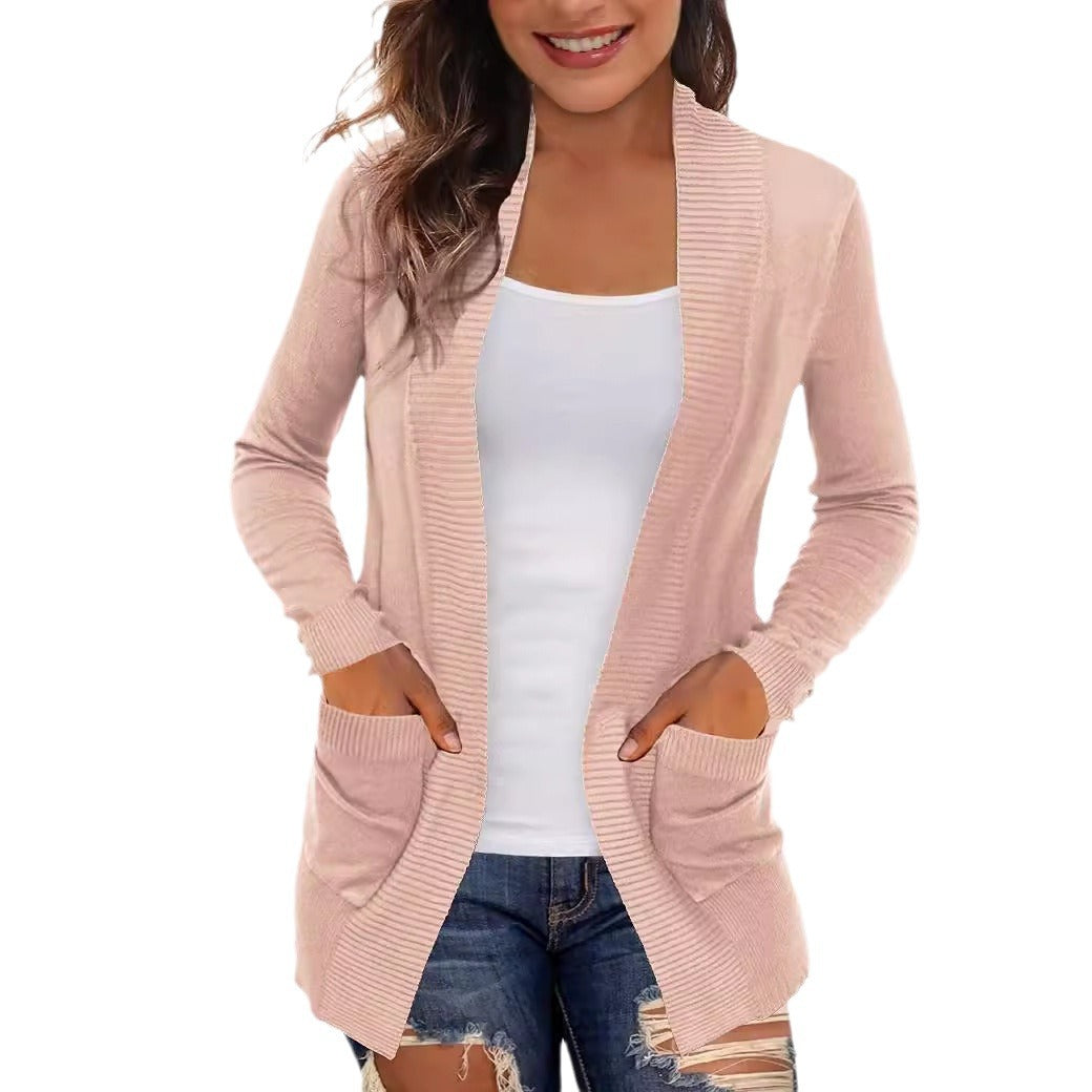 Damen Langärmliger Strickmantel Drune