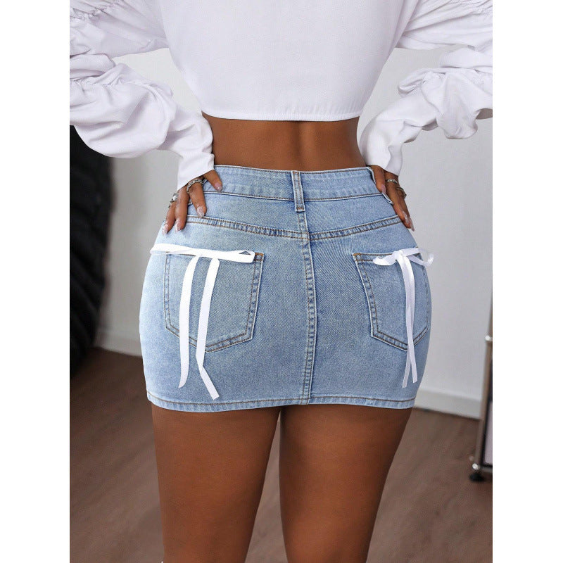 Damen Denim Minirock mit eleganten Schnürdetails Drune
