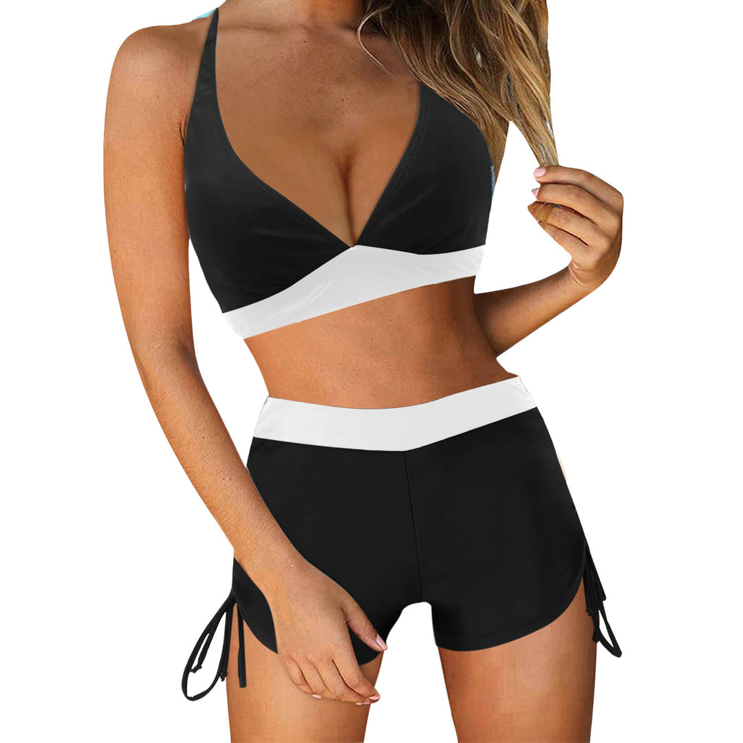 Damen Sportliches Bikini-Set mit modischem Hochbund und Seitenbindebändern Drune