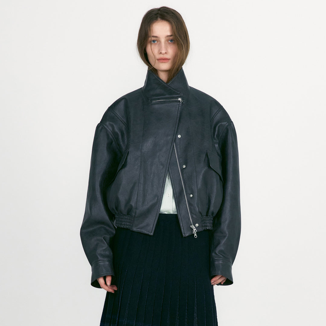 Damen Lederjacke im oversized Schnitt mit praktischen Taschen Drune