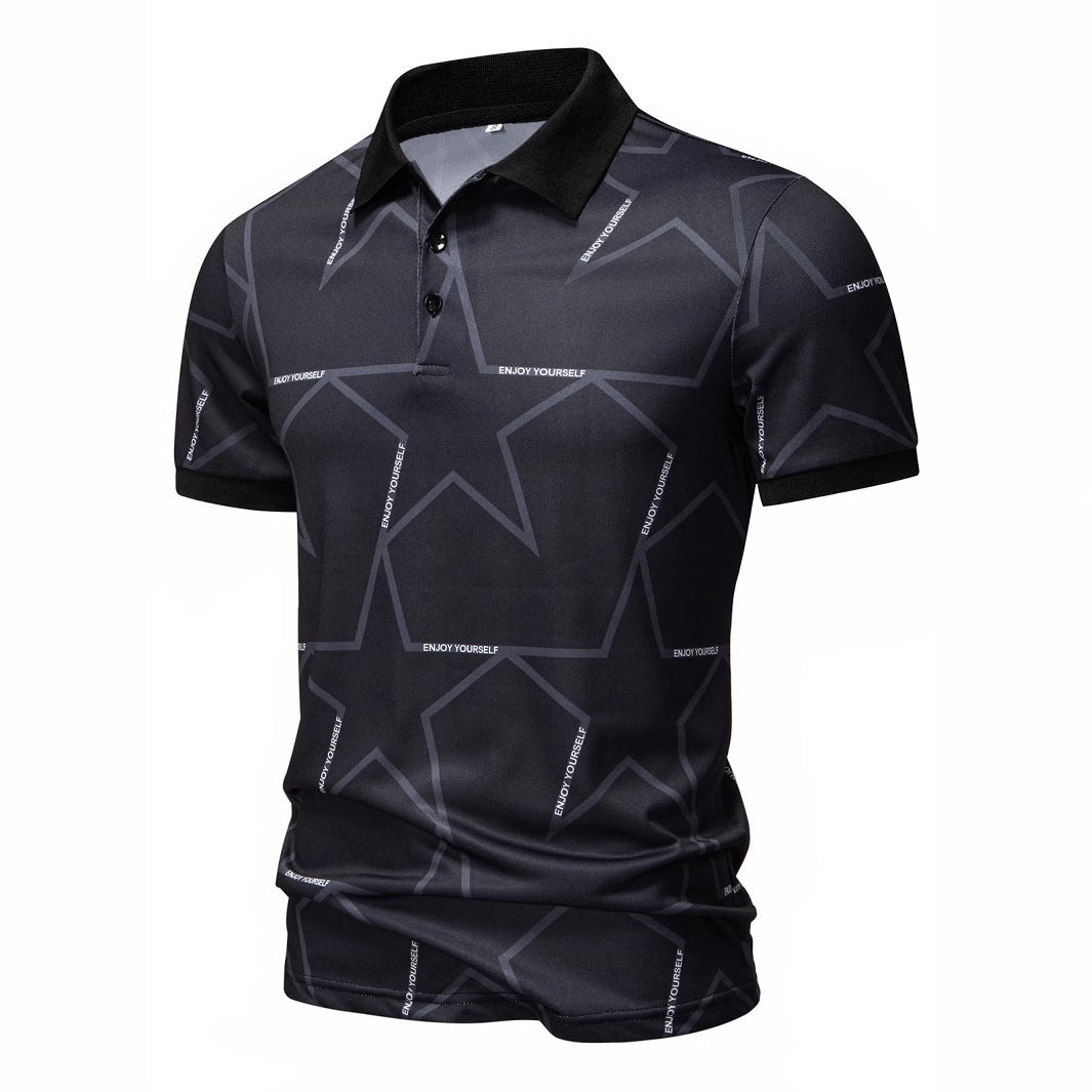 Herren Poloshirt mit modernem Sternen-Design und atmungsaktiven Materialien Drune