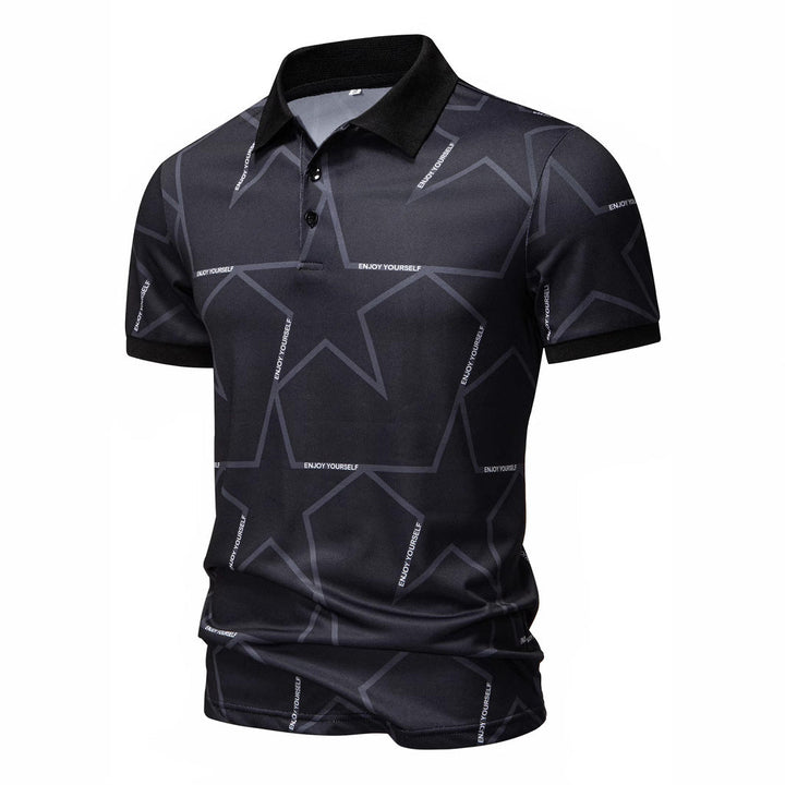 Herren Poloshirt mit modernem Sternen-Design und atmungsaktiven Materialien Drune