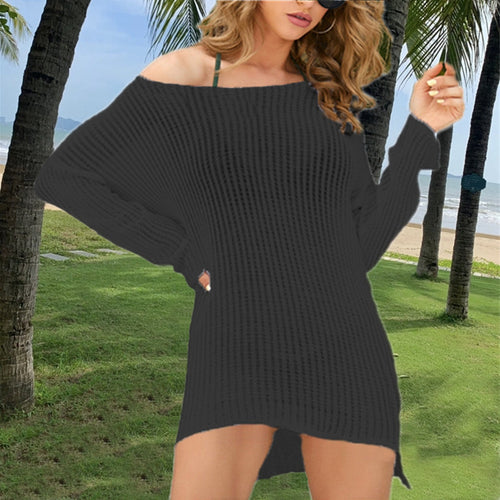 Damen Oversized Strickpullover mit lässigem Off-Shoulder-Design und strukturierter Textur Drune