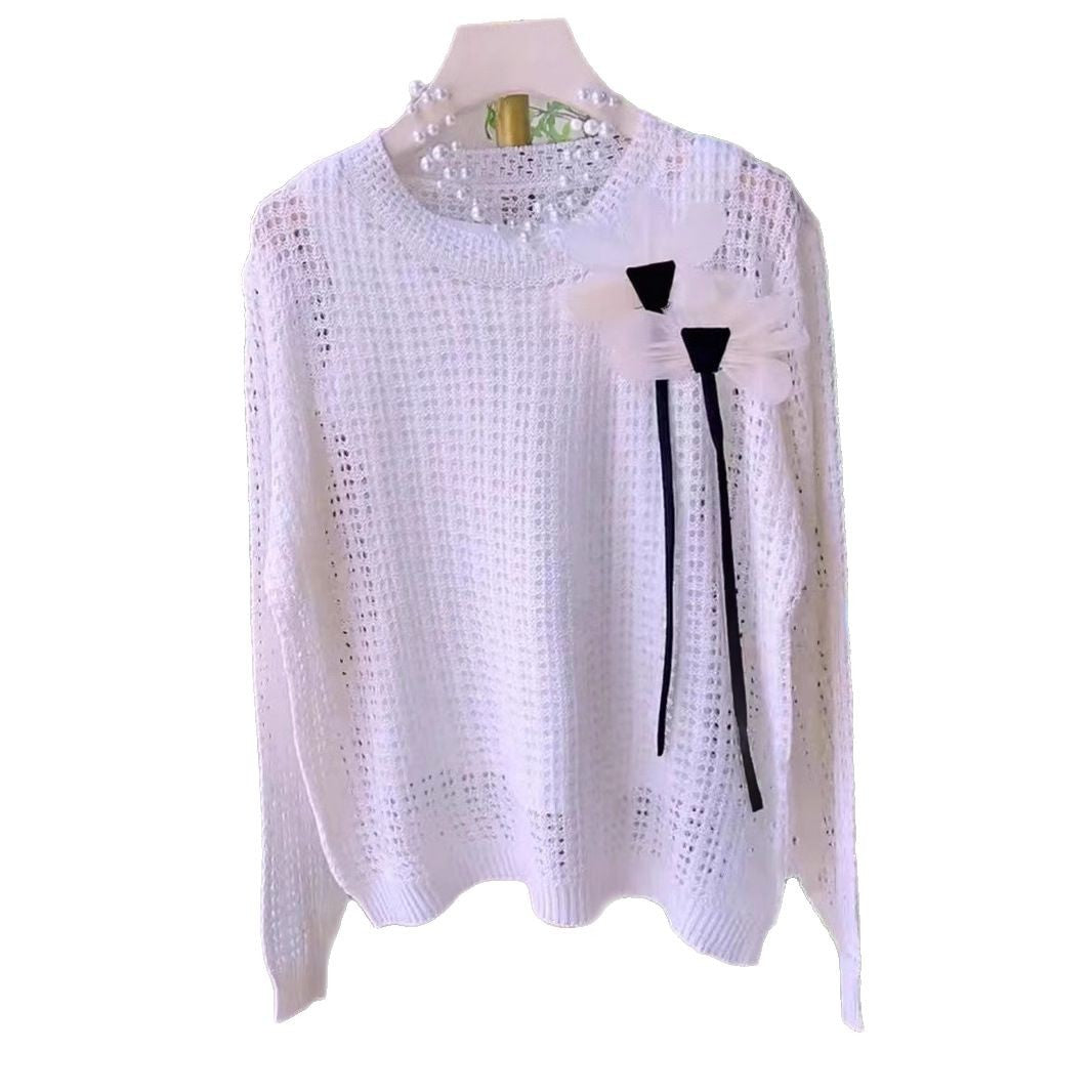 Damen Strickpullover mit einzigartigen floralen Applikationen Drune