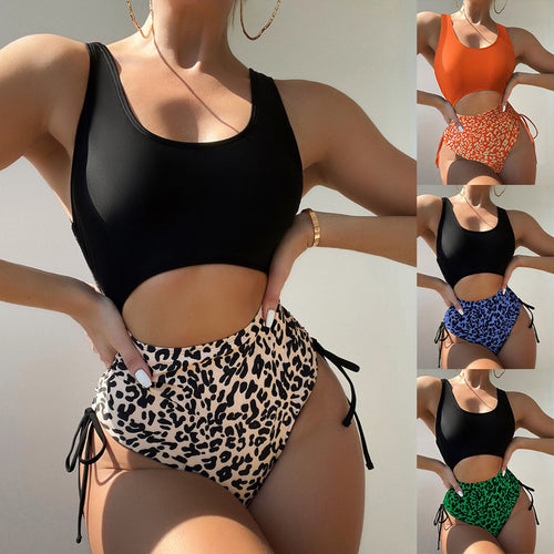 Damen Einteiler Badeanzug mit modischem Cut-Out und eleganter Leoprint-Details Drune