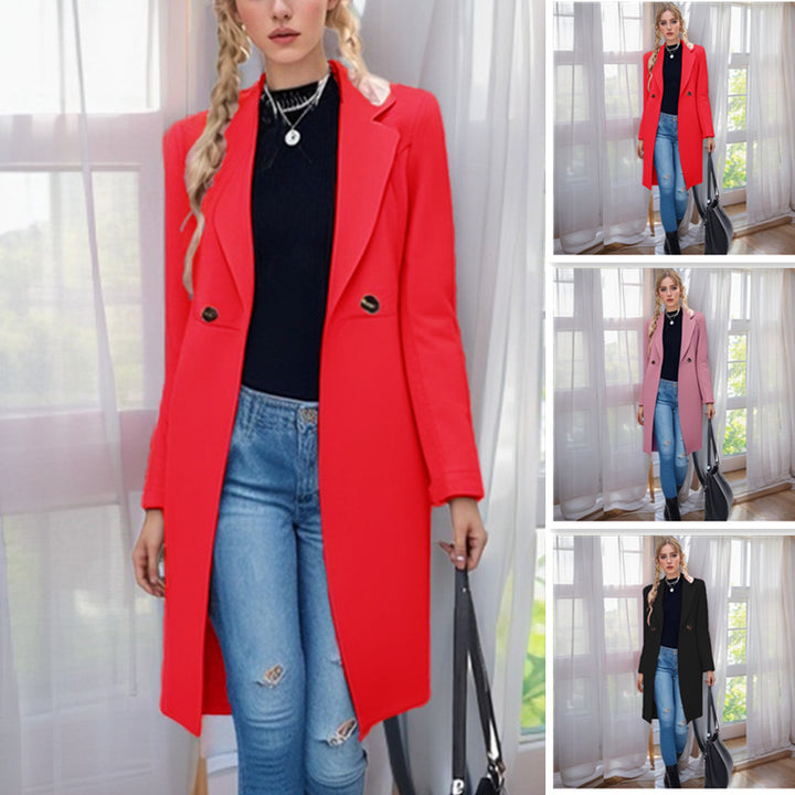 Damen eleganter Blazer-Mantel mit doppelter Knopfleiste Drune