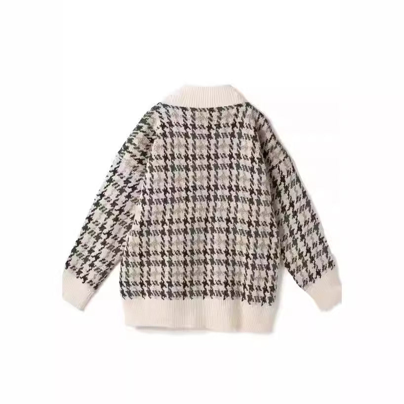Damen Gemusterter Cardigan mit Knopfleiste und V-Ausschnitt Drune